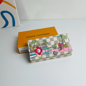 Louis Vuitton White Grid Christmas Style Envelope Wallet 55588