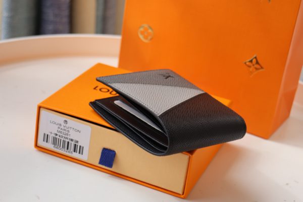 Louis Vuitton Slide Slender Wallet – Gray/Black 87071 - Image 4