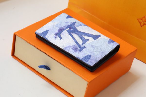 Louis Vuitton Virgil Abloh Blue Monogram Watercolor Coated Canvas Wallet 65102 - Image 4