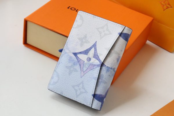 Louis Vuitton Virgil Abloh Blue Monogram Watercolor Coated Canvas Wallet 65102 - Image 5