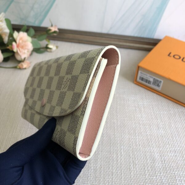 Louis Vuitton Doudou Emilie Wallet - White Grid Pink 56607 - Image 3