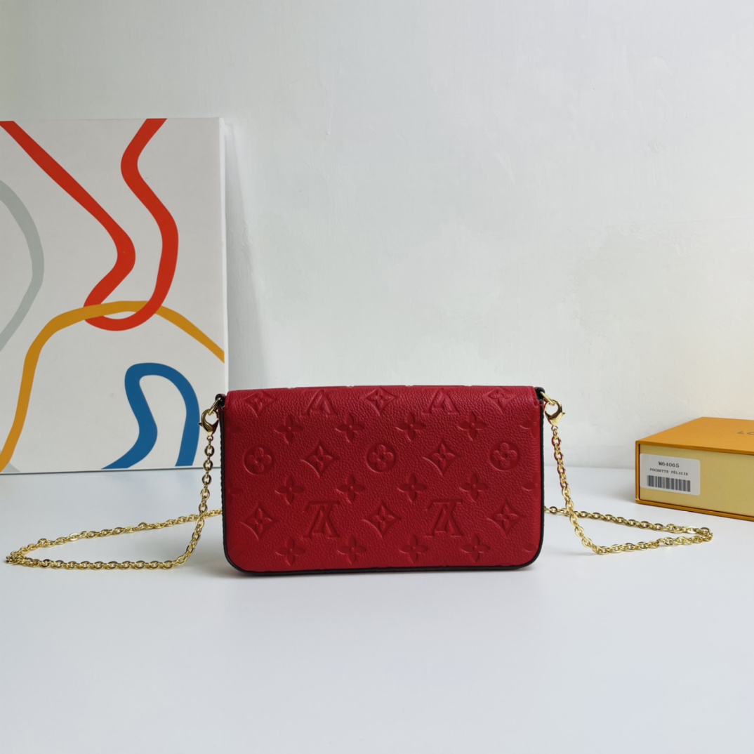 Louis Vuitton Pochette Félicie Chain Bag - Red 92790 - Image 4