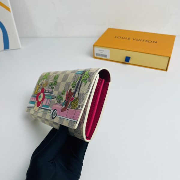 Louis Vuitton White Grid Christmas Style Envelope Wallet 55588 - Image 4