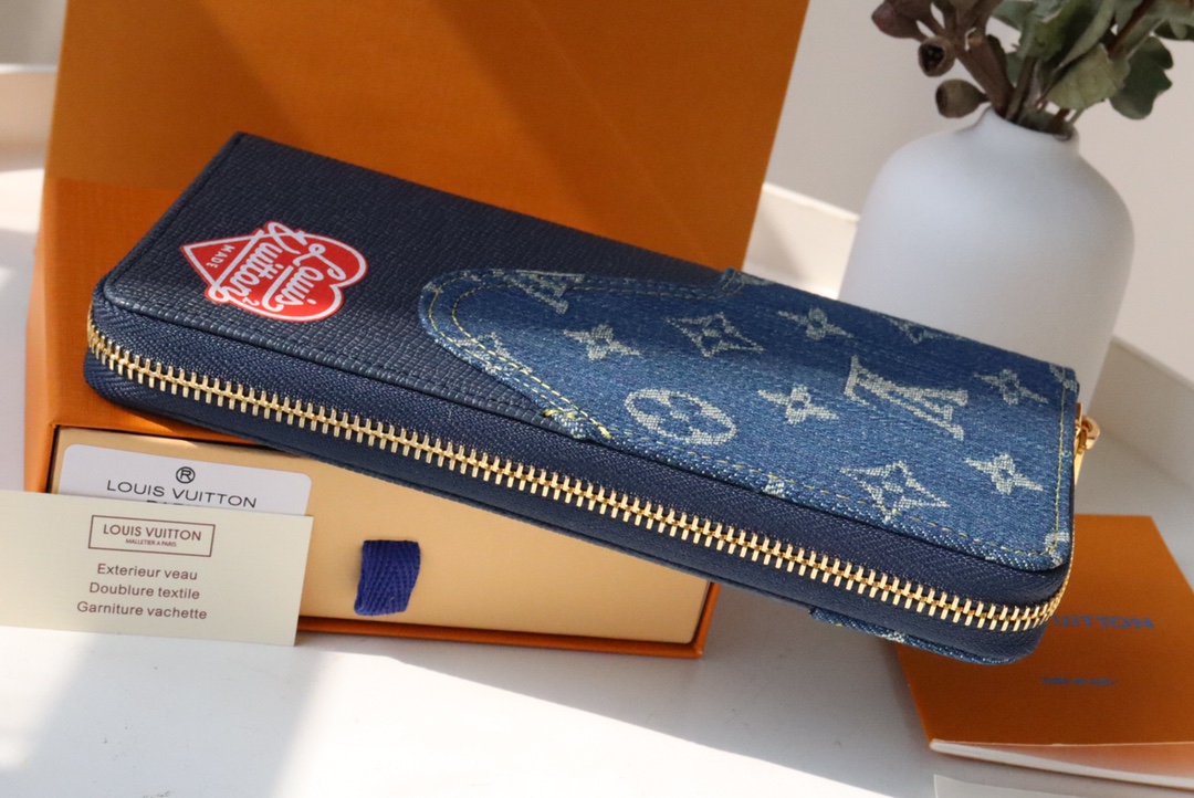 Louis Vuitton New Zippy Vertical Wallet - Blue 96886 - Image 3