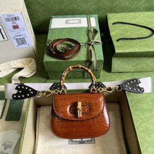 Gucci Bamboo Gongyan Handbag - Brown 25523