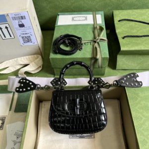 Gucci Bamboo Leather Handbag - Black 69983