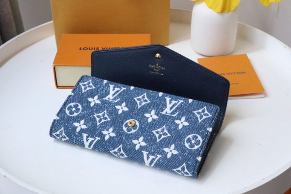 Louis Vuitton Monogram Jacquard Denim Sarah Wallet - Blue 50079 - Image 3