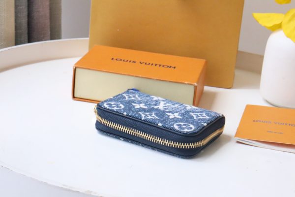Louis Vuitton Monogram Jacquard Zipper Coin Purse - Blue 18918 - Image 5