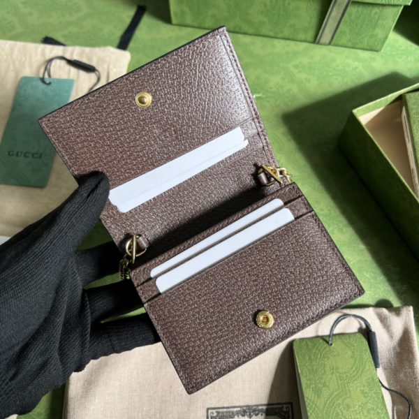 Gucci Brown GG pattern Leather Chain Wallet 64383 - Image 2
