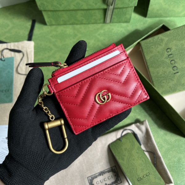 GUCCI - GG MARMONT  RED LEATHER CARDHOLDER 86321