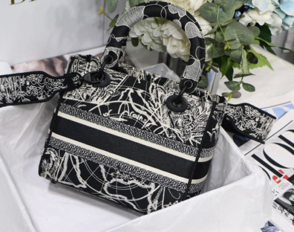 Dior Lady D-Lite Bag - White/Black 43950 - Image 5