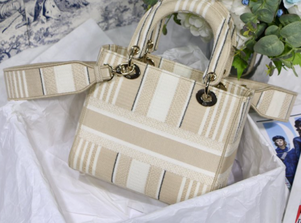 Dior Lady D Embroidery Series - Striped Apricot Light Gold 40500 - Image 5