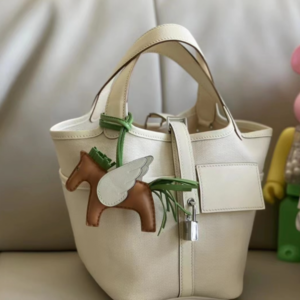 Hermes Cargo Picotin Canvas Handbag - White 89013