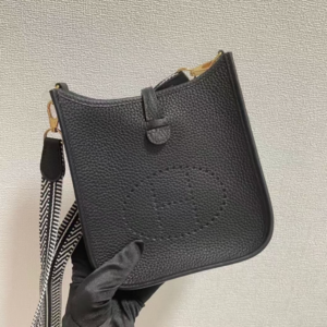 Hermes Evelyne Hollow H Letter Handbag - Black 89996