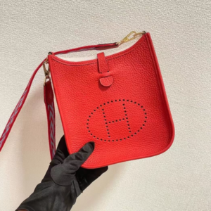 Hermes Evelyne Hollow H Letter Handbag - Red 57999