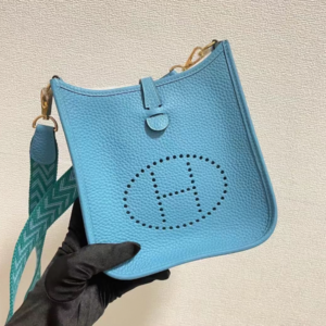 Hermes Evelyne Hollow H Letter Handbag - Sky Blue 99847