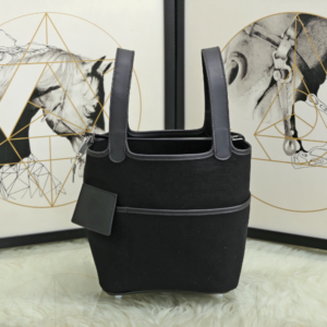 Hermes Cargo Picotin Canvas Handbag - Black 12140