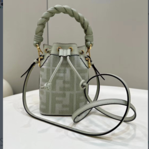 Fendi Mon Tresor Mini FF Embroidered Bucket Bag - Green 78161