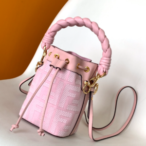 Fendi Mon Tresor Mini FF Embroidered Bucket Bag - Pink 49262