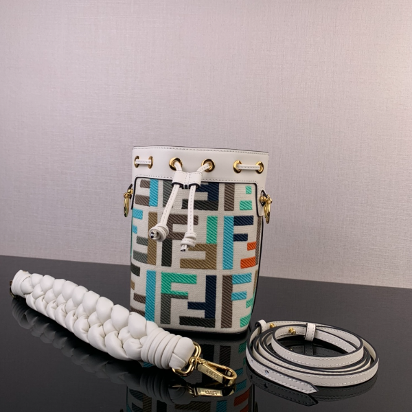 Fendi Vertigo Colorful Logo Embroidery Pattern Bucket Bag 19314