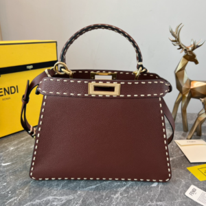 Fendi Signature Peekaboo I See U Medium Handbag - Maroon 57311