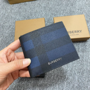Burberry Exaggerated Check Slim Bifold Wallet - Blue 87970