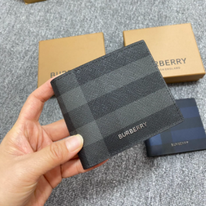 Burberry Exaggerated Check Slim Bifold Wallet - Gray 87741