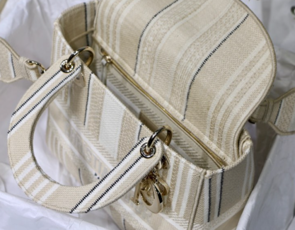 Dior Lady D Embroidery Series - Striped Apricot Light Gold 40500 - Image 2