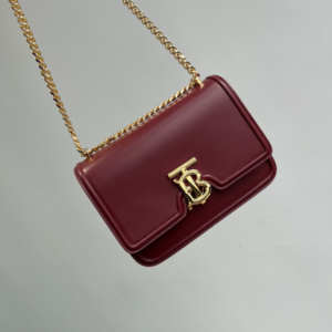 Burberry Women Small Tb Grainy Leather Shoulder Bag - Maroon 80293