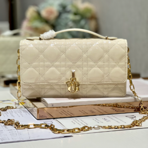 Dior Pearl Clutch - Patent Leather White 88387