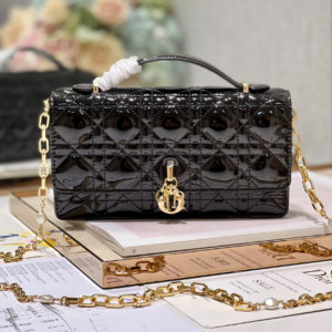 Dior Pearl Clutch - Patent Leather Black 25175