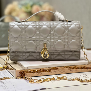 Dior Pearl Clutch - Patent Leather Metal Gray 76623