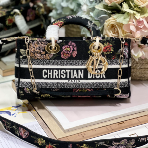 Dior Medium Lady D-Joy Embroidered Handbag - Black Flowers 10483