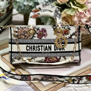 Dior Medium Lady D-Joy Embroidered Handbag - White Flowers 32596