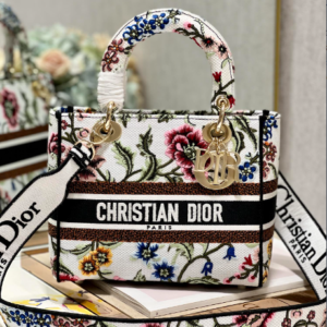 Dior Lady Embroidered Concubine Diana Bag - White Flowers 97241