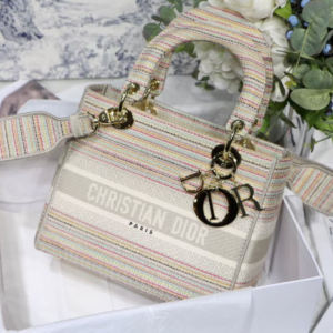 DIor Lady D Embroidery Series Handbag - Light Gold 57666