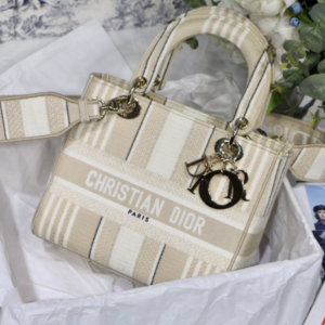 Dior Lady D Embroidery Series - Striped Apricot Light Gold 40500