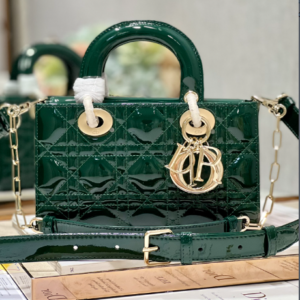 Dior Medium Horizontal Diana Bag - Dark Green Gold Buckle 44370