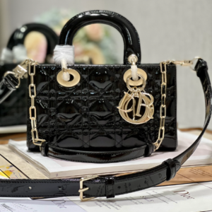 Dior Medium Horizontal Diana Bag - Black Gold Buckle 31733