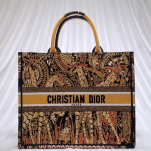 Dior Book Tote Bag In Animals Embroidered Canvas - Orange 27019