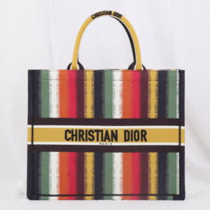 Dior Christian Book Tote Multicolor D Stripes Embroidery Bag 66448