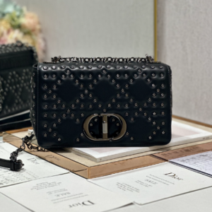 Dior Medium Caro Handbag - Pentagonal Star Black Gun Buckle 96328