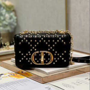 Dior Small Caro Handbag - Pentagram Black Gold Buckle 31266