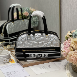 Dior Christian Paris Medium Zipper Handbag - Black/Silver 41598