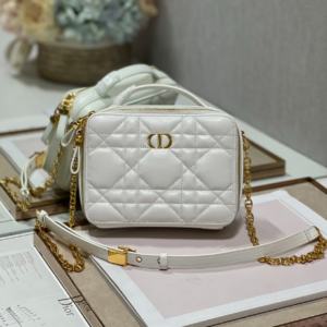 Dior Caro Box Chain Handbag - White 42024