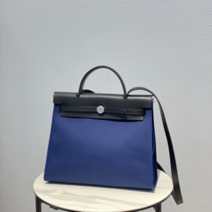 Hermes Cloth Herbag Handbag - Royal Blue 75123