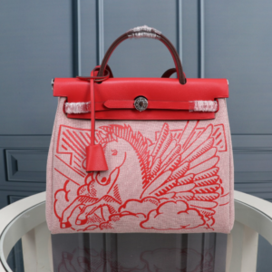 Hermes Horse Inside Seam Cloth Bag - Red 14770