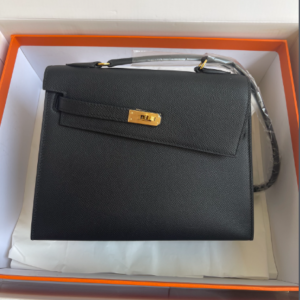 Hermes Kelly Pochette Handbag - Black 37175