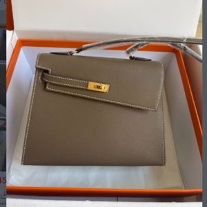 Hermes Kelly Pochette Handbag - Elephant Gray 76446