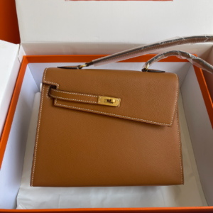 Hermes Kelly Pochette Handbag - Golden Brown 91450